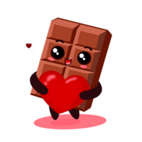 ilustração do fofa chocolate segurando amar. dia dos namorados conceito. png