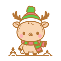 Cute reindeer christmas cartoon png