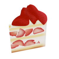 A delicious slice of strawberry cake dish illustration png