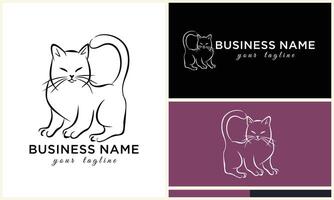 line cat head logo template vector