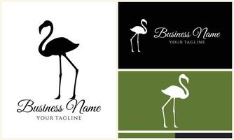 silhouette stork flamingo logo template vector