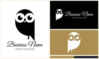 silhouette owl bird logo template vector