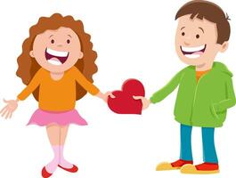 cartoon girl and boy characters on Valentines Day vector