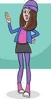 funny cartoon young woman or girl comic character vector