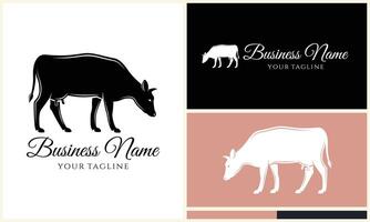 silhouette cow buffalo logo template vector