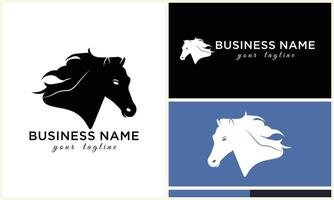 line horse head logo design vector