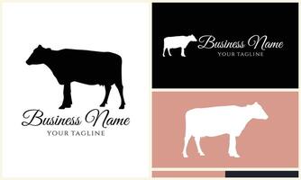 silhouette cow buffalo logo template vector