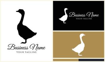 silhouette duck swim logo template vector