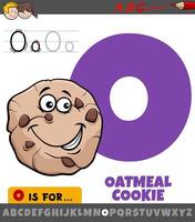 letter O from alphabet with oatmeal cookie character vector