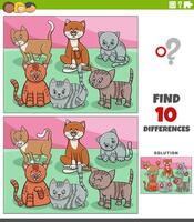 differences activity with cartoon cats animal characters vector