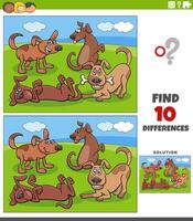 differences activity with cartoon dogs animal characters vector