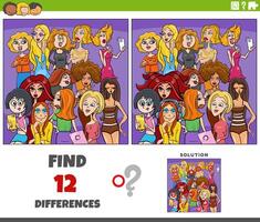 differences activity with cartoon women characters group vector