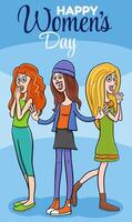 Women's Day design with cartoon women characters vector