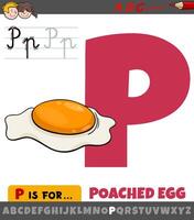 letter P from alphabet with cartoon poached egg vector