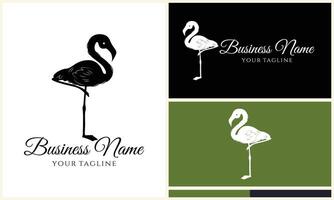 silhouette stork flamingo logo template vector