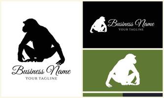 silhouette monkey vector logo template