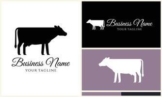 silhouette cow buffalo logo template vector