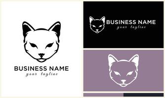 line cat head logo template vector