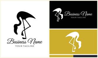 silhouette flamingo vector logo template