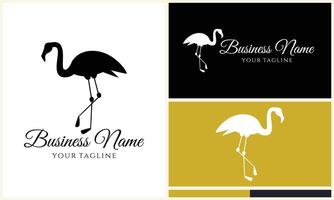 silhouette flamingo vector logo template