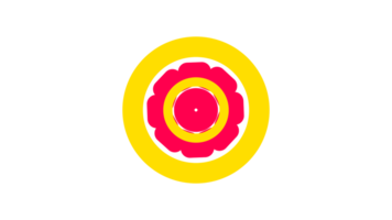 un amarillo y rosado flor en un circulo en un transparente antecedentes png