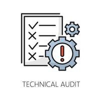 técnico auditoría, web auditoría contorno icono o firmar vector