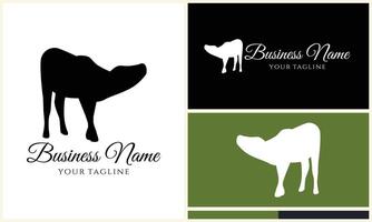 silhouette cow buffalo logo template vector