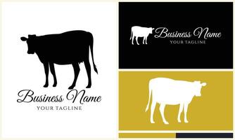 silhouette cow buffalo logo template vector