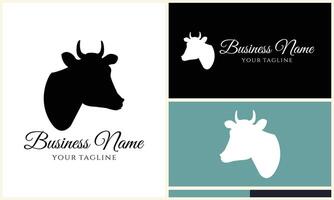 silhouette cow buffalo logo template vector