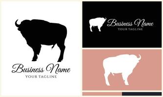 silhouette buffalo bull bison logo vector