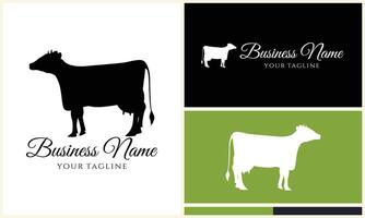 silhouette cow buffalo logo template vector