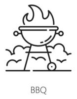 Real estate thin line icon with BBQ zone grill vector