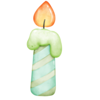 green birthday candle pastel watercolor, isolated png