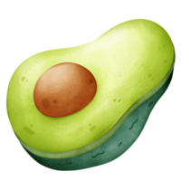 horizontal abacate metade, guacamole dentro vívido colorida mão desenhar aguarela isolado png