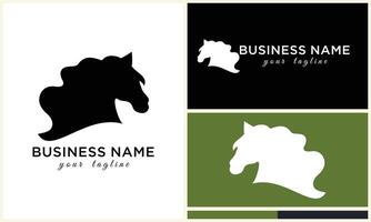 line horse head logo design vector