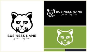 line cat head logo template vector