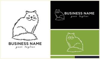 line cat head logo template vector