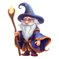 AI generated Cartoon wizard isolated on transparent background png