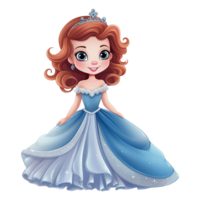 ai gerado fofa Princesa desenho animado isolado em transparente fundo png