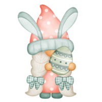 Easter gnome illustration wearing a pastel bunny ears hat png