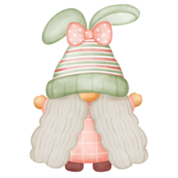 Easter gnome illustration wearing a pastel bunny ears hat png