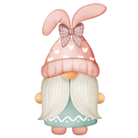 Pascua de Resurrección gnomo ilustración vistiendo un pastel conejito orejas sombrero png