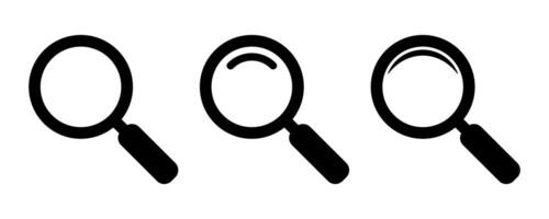 Magnifying glass icon, vector magnifier or loupe sign. Web search icon.