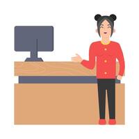 front desk  in table work illustration vector