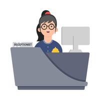 front desk in table work serve customers illustration vector