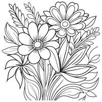 Luxury floral outline drawing coloring book pages line art sketch vector