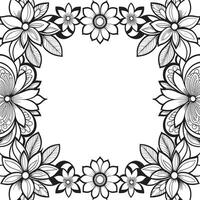 Children's floral outline illustration doodle coloring book hand drawn vector