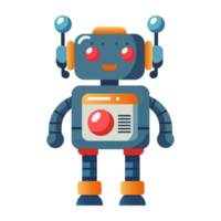 flat cute cartoon robot illustration, transparent background png