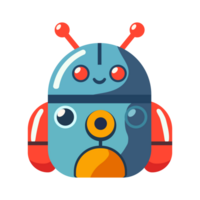 flat cute cartoon robot illustration, transparent background png