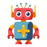 flat cartoon robot illustration, transparent background png